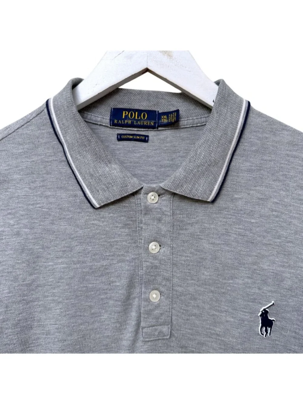 POLO Ralph Lauren Mens XXL Gray Polo Shirt Cotton 67 Graphic Pony Logo